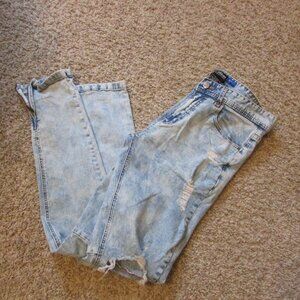 Hyper Denim Slim Fit 32 Tattered Distressed Jeans Light Denim Zipper Cuffs